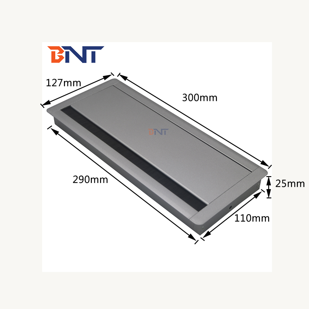 Couvercle de trou de câble de bureau, table de bureau carrée rectangulaire à fermeture douce en alliage d'aluminium OEM/ODM, passe-fil électrique