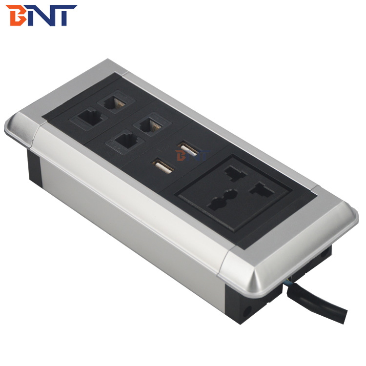 Bande d'alimentation utilisée par OEM/ODM BNT, pour Table de meubles, réseau USB et RJ45 avec prise de courant 10A 125V ABS et matières plastiques