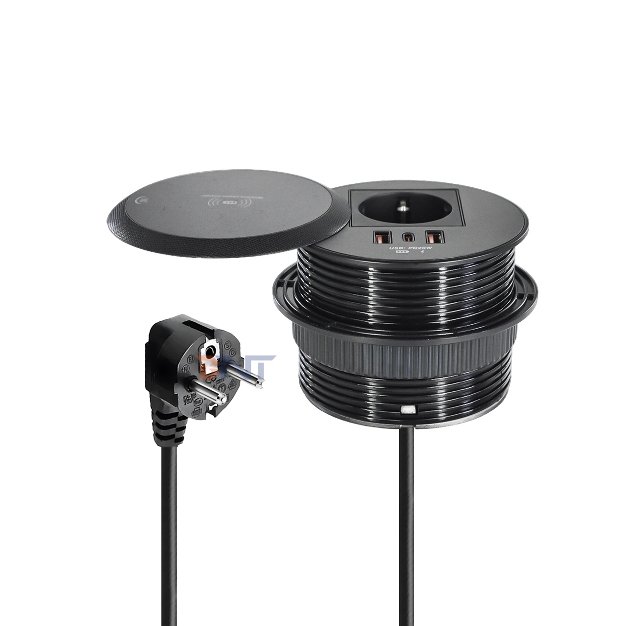 Embedded Design Table or Sofa Power Outlet EU Standard Power Socket With 2 Type A+1 Type C Charging Ports