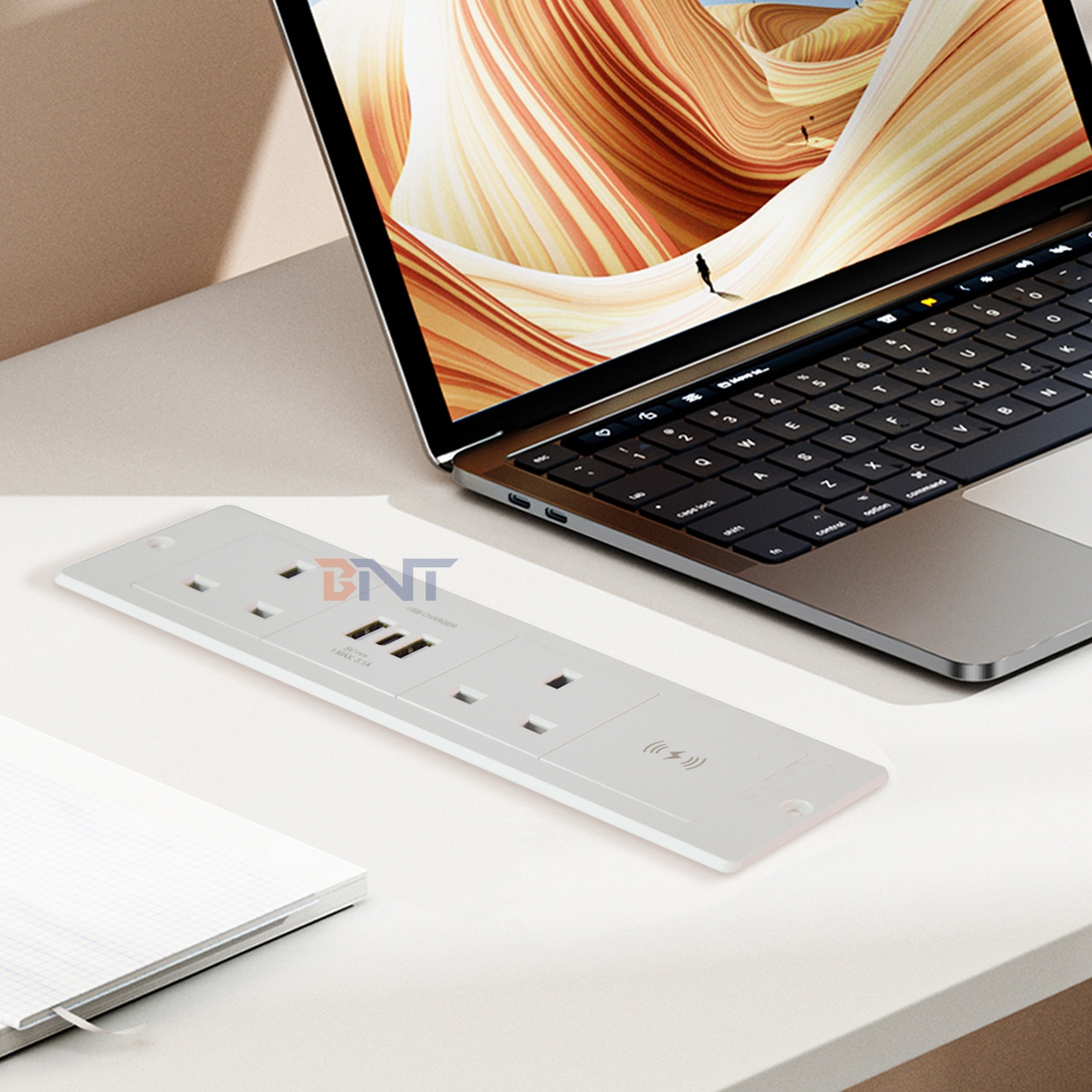 Desktop Multifunctional Power Sockets with 2AC Electric Socket and USB A+C Charging Sockets