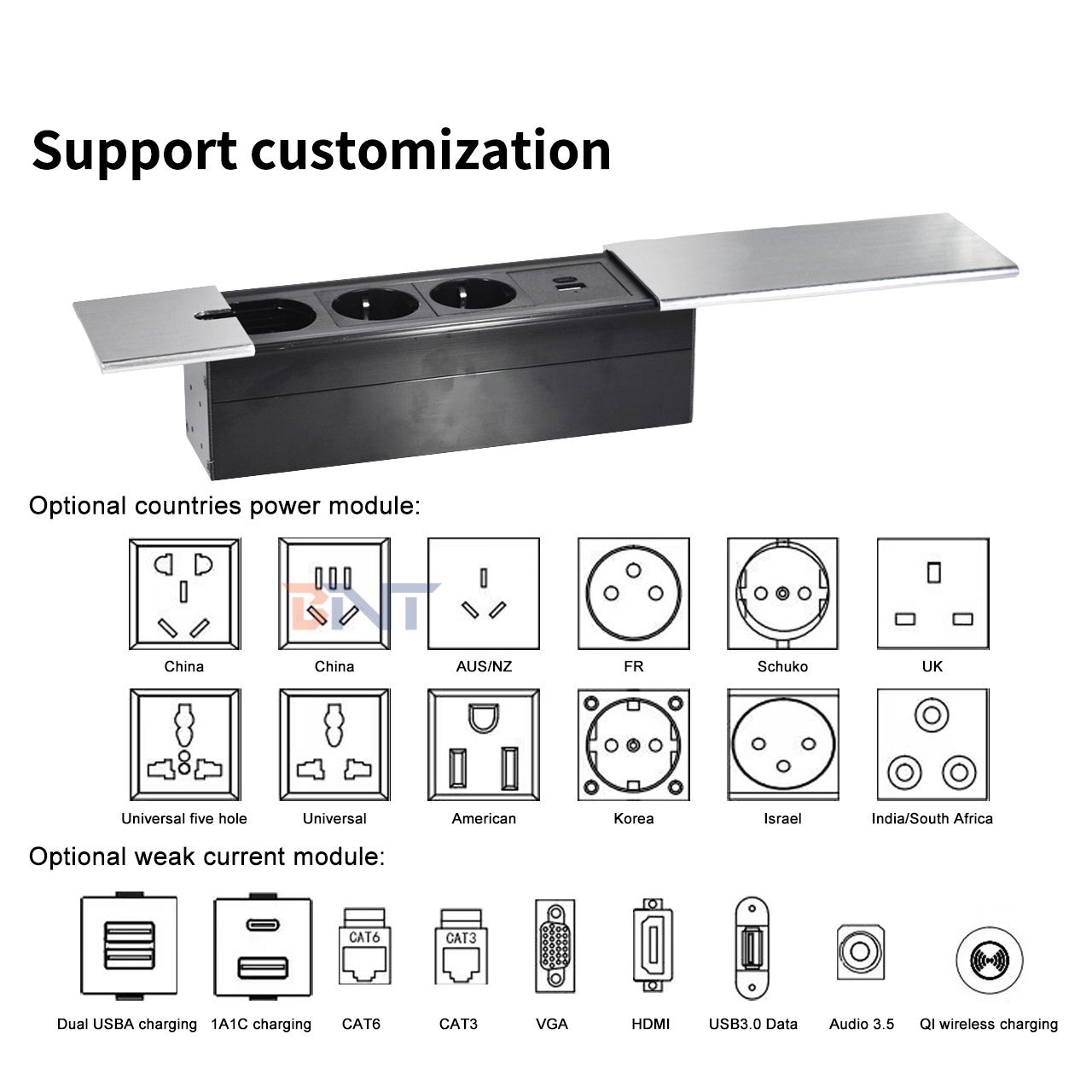 Embedded Design Power Socket Sliding European Power Station Socket Embedded Design Power Socket Sliding European Power Station Socket