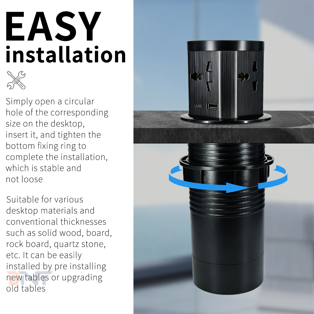 Easy to use for pop up table socket