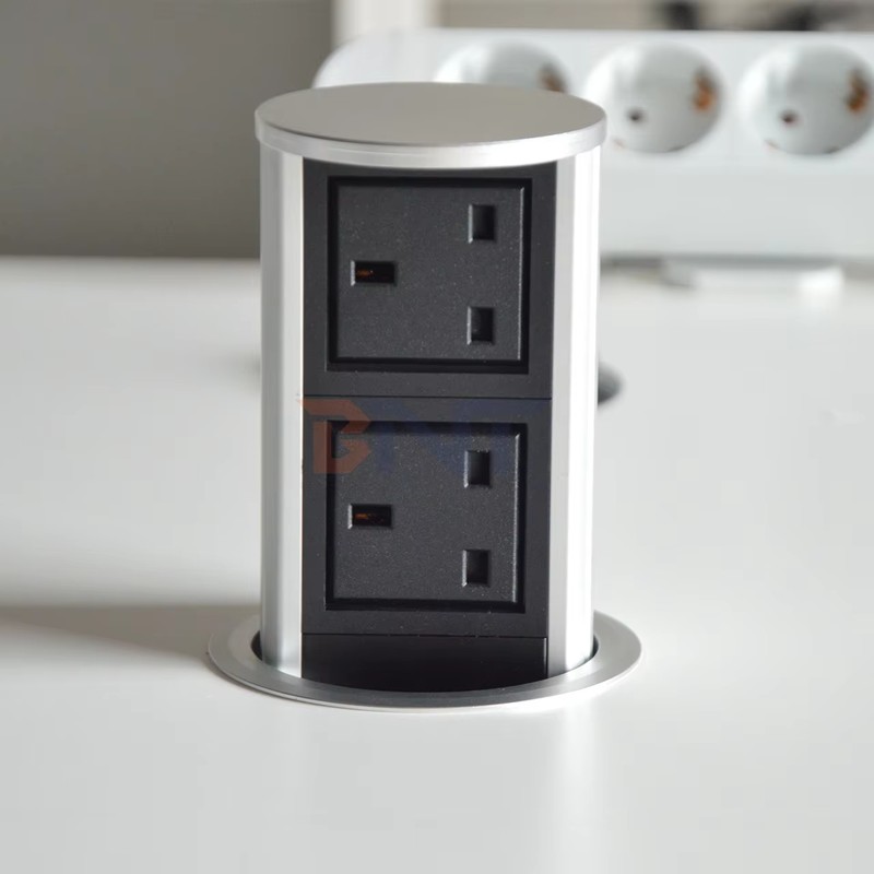 UK Plug Type Pneumatic Lifting Outlet Pneumatic Pop up Power Socket for Hidden Kitchen