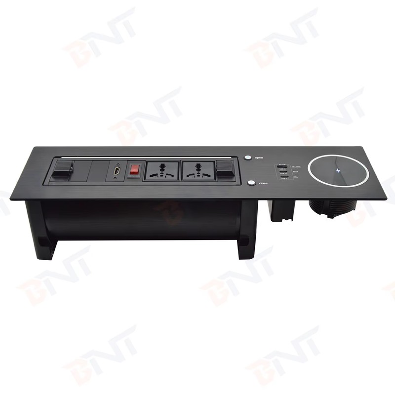 2 Universal 65W Fast Charging Tabletop Socket IP44 Level 10A Rated Current 2 AC Outlets EU Plug Standard for Office Use detail image 1
