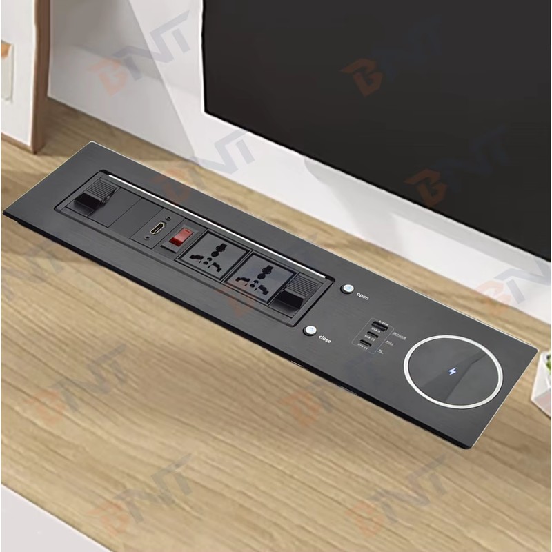 2 Universal 65W Fast Charging Tabletop Socket IP44 Level 10A Rated Current 2 AC Outlets EU Plug Standard for Office Use detail image 6