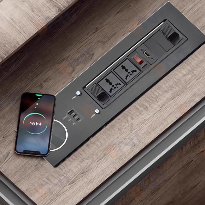 2 Universal 65W Fast Charging Tabletop Socket IP44 Level 10A Rated Current 2 AC Outlets EU Plug Standard for Office Use detail image 10